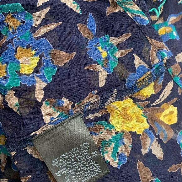 MEADOW RUE anthropologie sheer top long sleeve blue sz xs - Picture 8 of 9